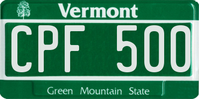 VT license plate CPF500