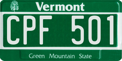 VT license plate CPF501