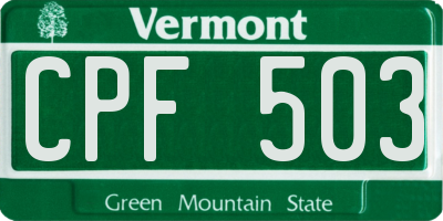 VT license plate CPF503