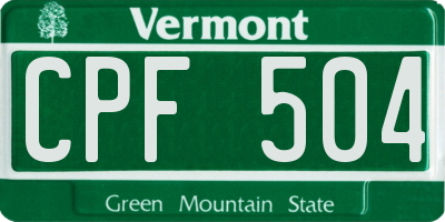 VT license plate CPF504