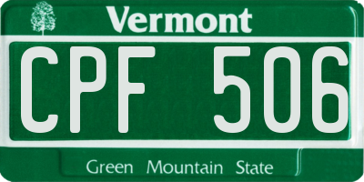 VT license plate CPF506
