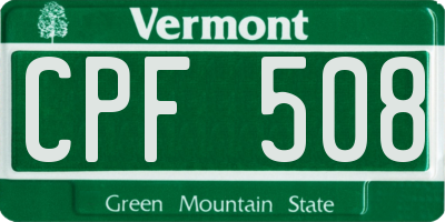 VT license plate CPF508