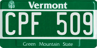 VT license plate CPF509