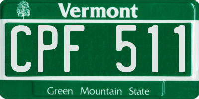 VT license plate CPF511
