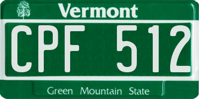 VT license plate CPF512