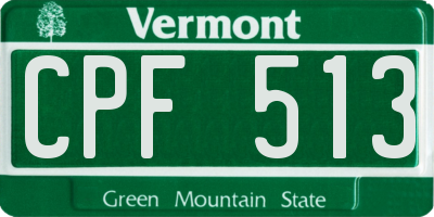 VT license plate CPF513