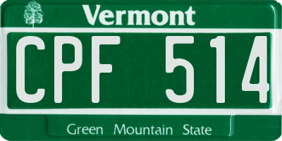 VT license plate CPF514