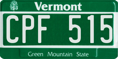 VT license plate CPF515