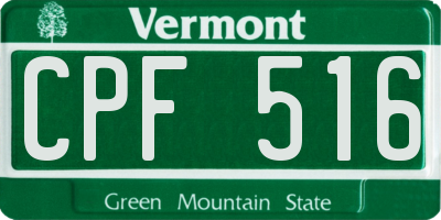VT license plate CPF516