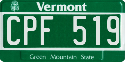 VT license plate CPF519