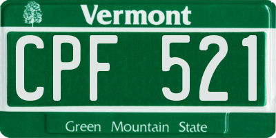 VT license plate CPF521