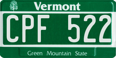 VT license plate CPF522