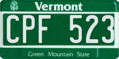 VT license plate CPF523