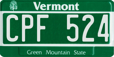 VT license plate CPF524