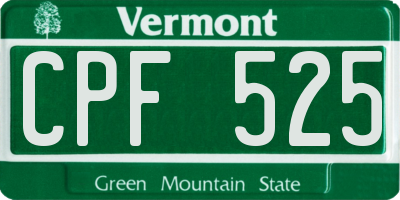 VT license plate CPF525