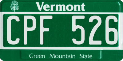 VT license plate CPF526