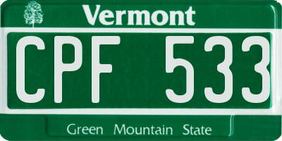VT license plate CPF533