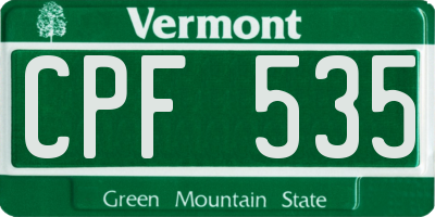VT license plate CPF535