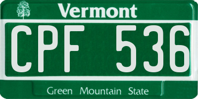 VT license plate CPF536