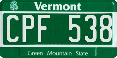 VT license plate CPF538