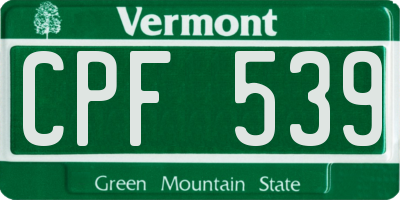 VT license plate CPF539