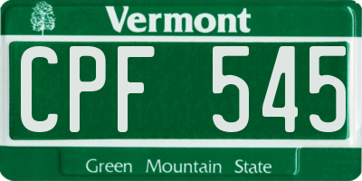 VT license plate CPF545
