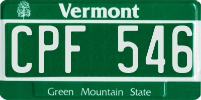 VT license plate CPF546