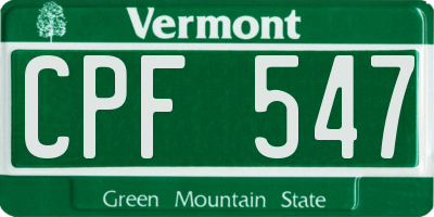 VT license plate CPF547