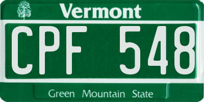 VT license plate CPF548