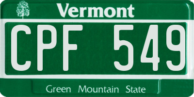 VT license plate CPF549