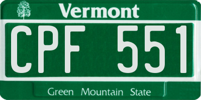 VT license plate CPF551