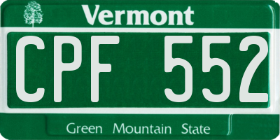 VT license plate CPF552
