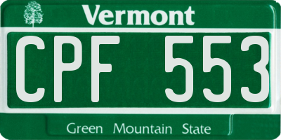 VT license plate CPF553