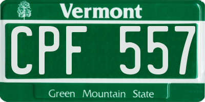 VT license plate CPF557