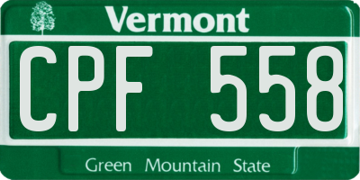 VT license plate CPF558