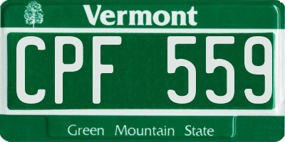 VT license plate CPF559
