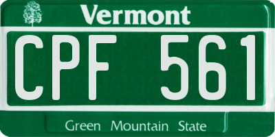 VT license plate CPF561