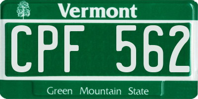 VT license plate CPF562