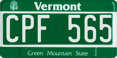 VT license plate CPF565