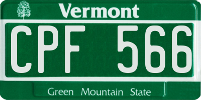 VT license plate CPF566
