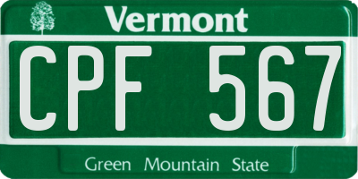 VT license plate CPF567