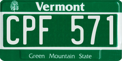 VT license plate CPF571