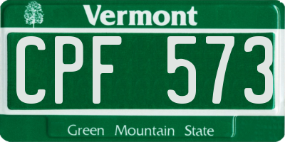 VT license plate CPF573
