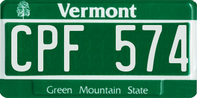 VT license plate CPF574