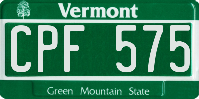 VT license plate CPF575