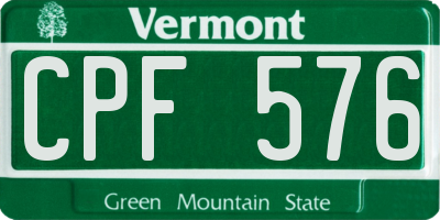 VT license plate CPF576