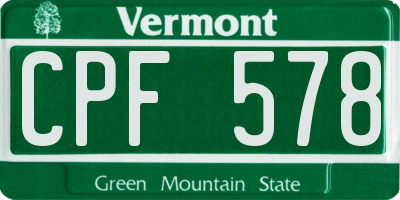 VT license plate CPF578