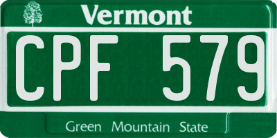 VT license plate CPF579
