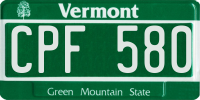 VT license plate CPF580