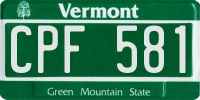 VT license plate CPF581